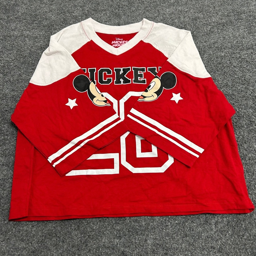 Disney Jersey Womens Size L Red Mickey Mouse The True Original Sporty Flawless